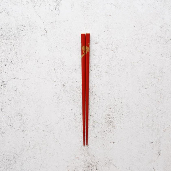 [ตะเกียบ] ทองคำวาดด้วยมือหรือเงิน lacqur พลัมสีแดง (1 ชุด) | Hashimoto Kousaku Sikki | wajima lacquer