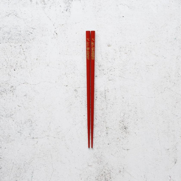 [筷子]手工雕刻春天蜻蜓紅色（1套）| Hashimoto Kousaku Sikki | Wajima漆器