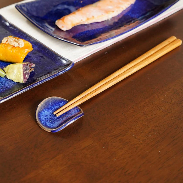 [Chopstick Rest] Indigo Round (2 ชิ้น) | Otani Ware | Onishi Toki