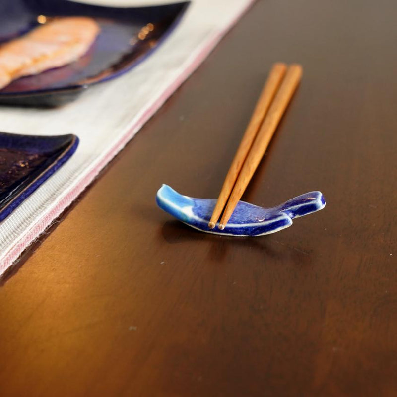 [Chopstick Rest] Indigo Bird (2 ชิ้น) | Otani Ware | Onishi Toki