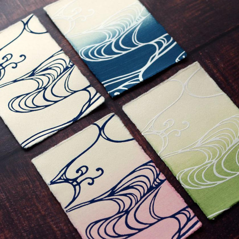 [POST CARDS] WATER 4 COLOR SET (WHITE, BLUE, PINK, GREEN) | KARAGEN | KARAKAMI