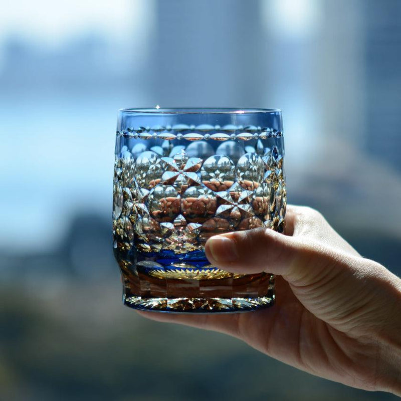 [แก้วหิน] แก้ววิสกี้ kasaneirome tamamai (ลูกโซ่เล่นเล่น) | Edo Kiriko | คากามิคริสตัล