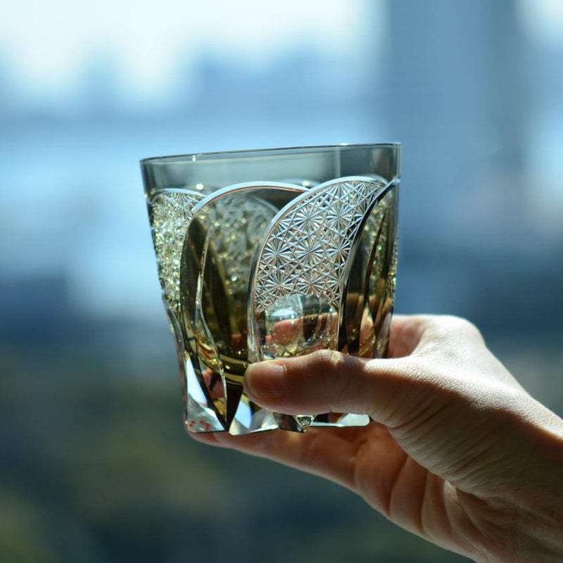 [แก้วหิน] แก้ววิสกี้ Kasaneirome Gekko (Moonbow) | Edo Kiriko | คากามิคริสตัล