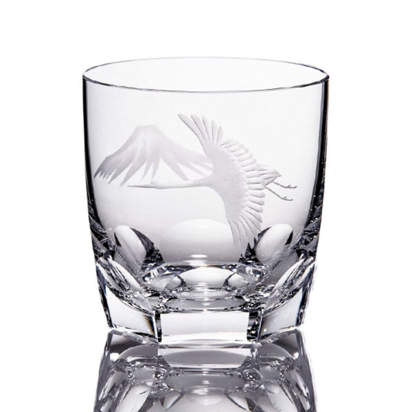 [岩石玻璃]威士忌玻璃起重機和富士| Kagami Crystal |壓力雕塑