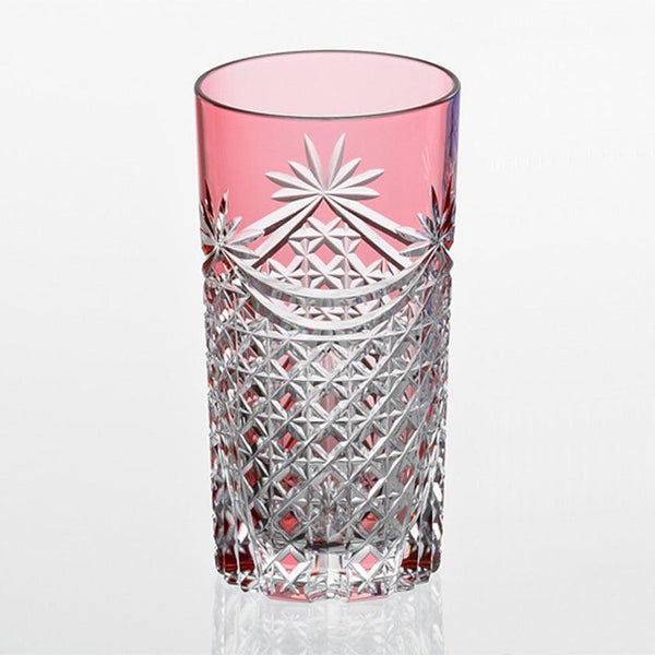 [Glass] Tumbler Drape & Tetragonal Basket Sweave (สีแดง) | Edo Kiriko | คากามิคริสตัล