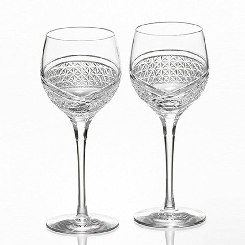 [GLASS] PAIR OF WINE GLASSES HAGOROMO | EDO KIRIKO | KAGAMI CRYSTAL