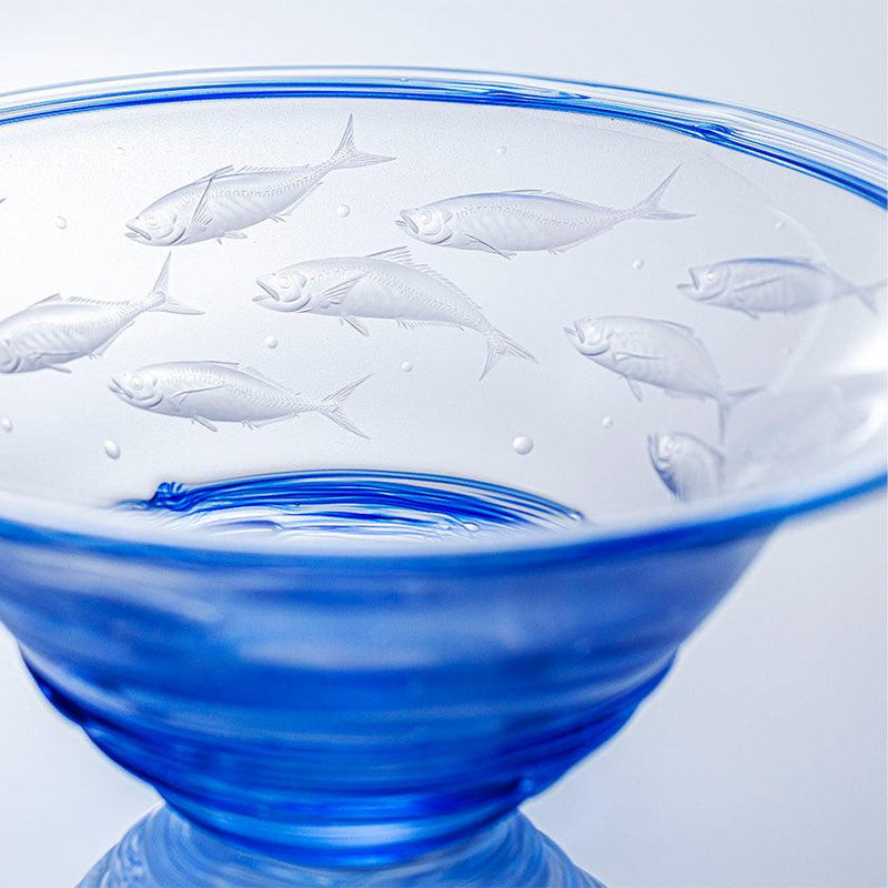 [GLASS FIGURINE] SCHOOLING FISH | GRAVURE SCULPTURE | KAGAMI CRYSTAL