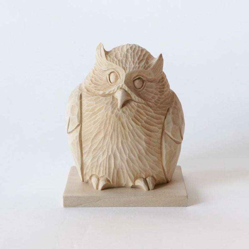 [รูปแกะสลัก] Shimafukuro Owl (M) | งานฝีมือของ Ainu