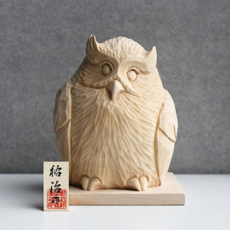 [รูปแกะสลัก] Shimafukuro Owl (M) | งานฝีมือของ Ainu