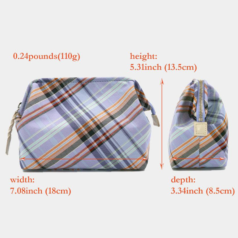 [POUCH] Nishijin Silk Zipper-Clasp อุปกรณ์เสริมของ Nishijin Silk-Clasp Pouch Multi-Check (Sky Blue) | Nishijin Textiles | Atelier Kyoto Nishijin