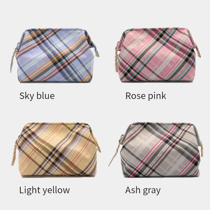 [小袋]耐水的nishijin silk liss clasp cossory袋多檢查（天藍色）| Nishijin紡織品| Atelier Kyoto Nishijin