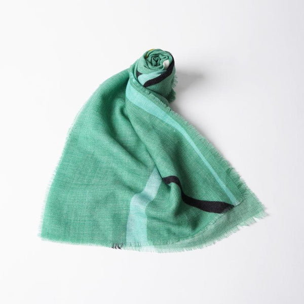[圍巾]流線（藍綠色）S | Kyo Yuzen染色| Nogiguchi Kihei