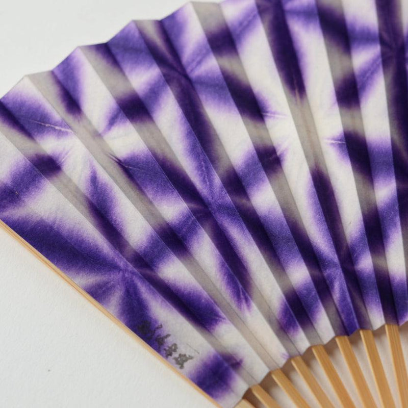 [手扇] Sekka Shibori（紫色）女性| kurotani washi紙| kurotani washi合作組
