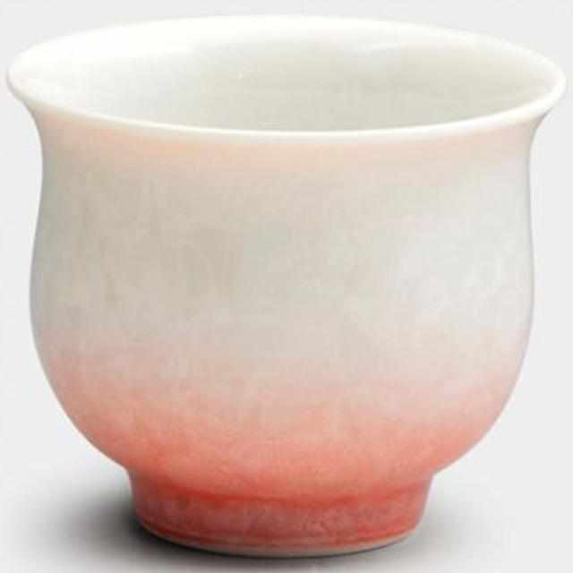 [Sake Cup] Flower Crystal (สีแดงบนพื้นหลังสีขาว) Guinomi | Touan | สินค้า Kyoto-Kiyomizu