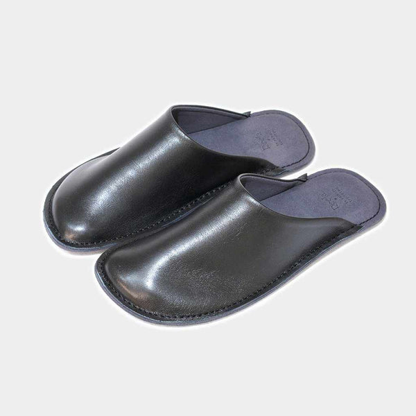 [SLIPPERS] GENUINE LEATHER (BLACK) | LEATHER PROCESSING