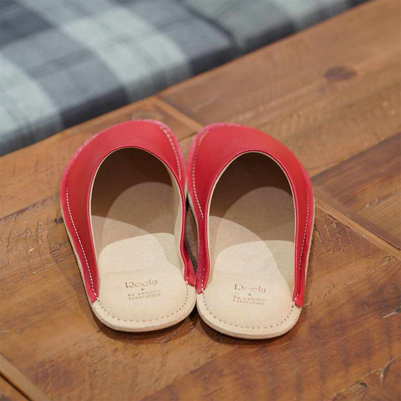 [拖鞋]雷拉正品皮革光滑房間薩博 （紅色） |皮革加工