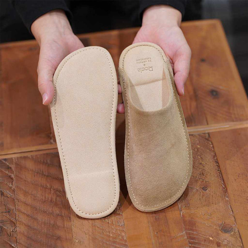 [拖鞋]Reela Velor Room Sabo（米色）|皮革加工