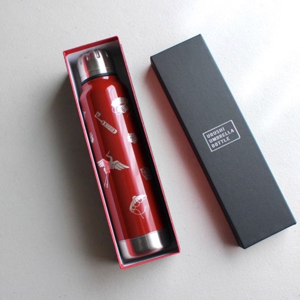 Japanese modern water bottle (red) designed by Urushi lacquer