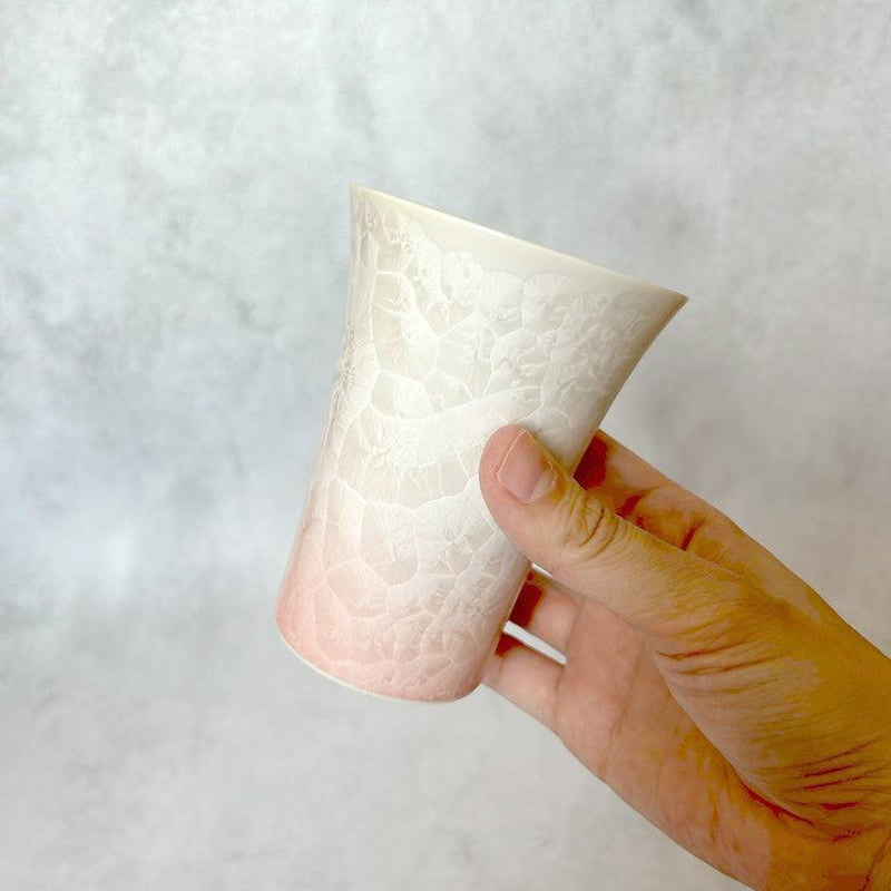 [แก้ว (ถ้วย)] ดอกไม้คริสตัล (พื้นหลังสีขาวสีน้ำเงิน) ถ้วยฟรี (ชุด 2 ชิ้น) | Touan | สินค้า Kyoto-Kiyomizu