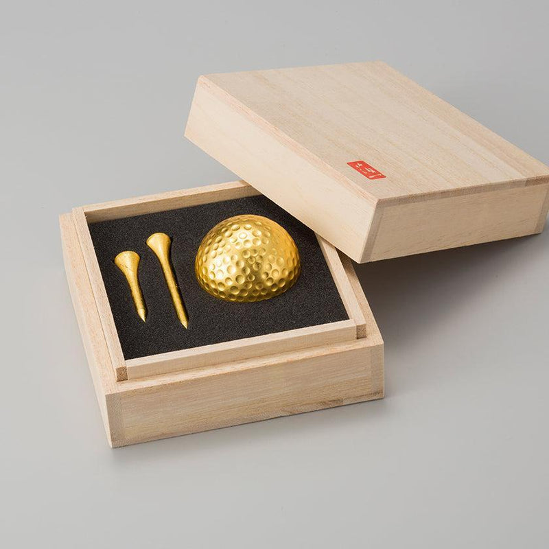 [OPTION] GOLF PAULOWNIA WOOD BOX (WHITE TEXT) PERSONALIZED UV PRINTING | KANAZAWA GOLD LEAF | HAKUICHI