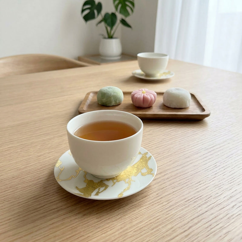 CUPS & SAUCER] RS MARBLE CUP&SAUCER TEA POT | KANAZAWA GOLD LEAF
