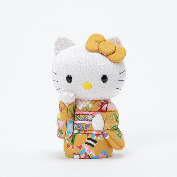 [Beckoning (Lucky) Cat] Hello Kitty (สีเหลือง) | Edo Art Dolls | ตุ๊กตา Kakinuma