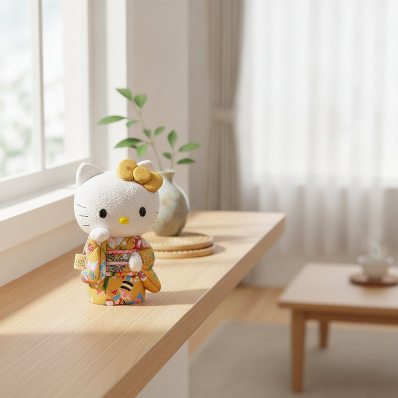 BECKONING (LUCKY) CAT] HELLO KITTY (YELLOW) | EDO ART DOLLS