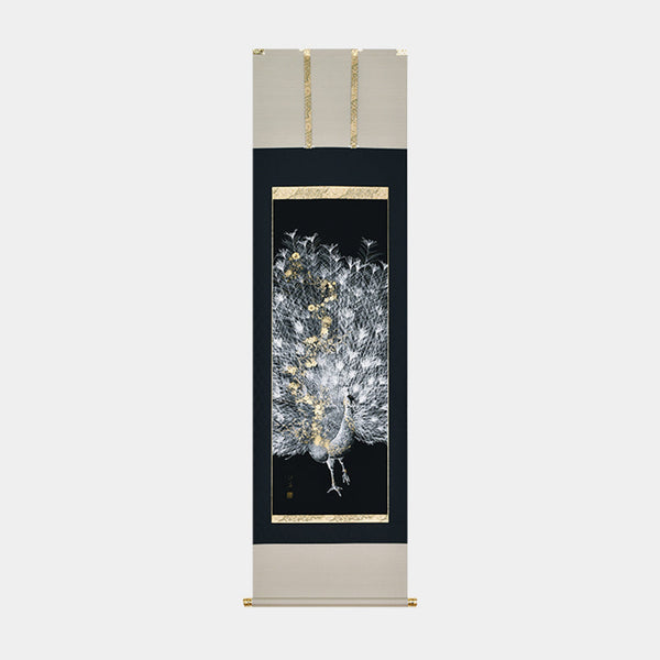 [WALL SCROLL (HANGING SCROLL)] BEAUTIFUL PEACOCK (SET: 23K GOLD quality certification) | WALL SCROLL (HANGING SCROLL) | KAITAKUDO ART