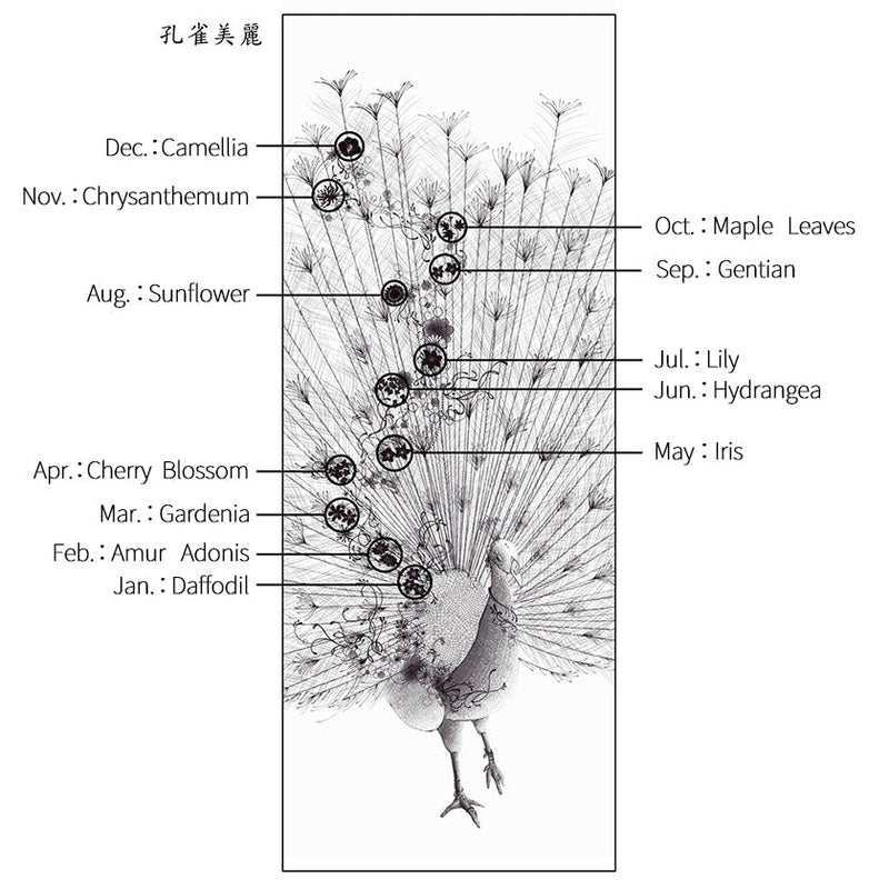 【掛軸（掛軸）】美麗孔雀（套裝：23K金品質認證）|掛軸（掛軸）|開拓堂藝術