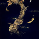 【掛軸（掛軸）】貓頭鷹金月夜（套裝：23K GOLD品質認證）|掛軸（掛軸）|開拓堂藝術