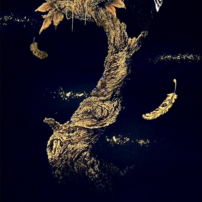 【掛軸（掛軸）】貓頭鷹金月夜（套裝：23K GOLD品質認證）|掛軸（掛軸）|開拓堂藝術