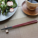 [CHOPSTICKS] PAIR KOKUTAN SQUARE WITH CHOPSTICK REST (21.5, 23.0cm) | MATSUKAN | WAKASA LACQUERED CHOPSTICKS