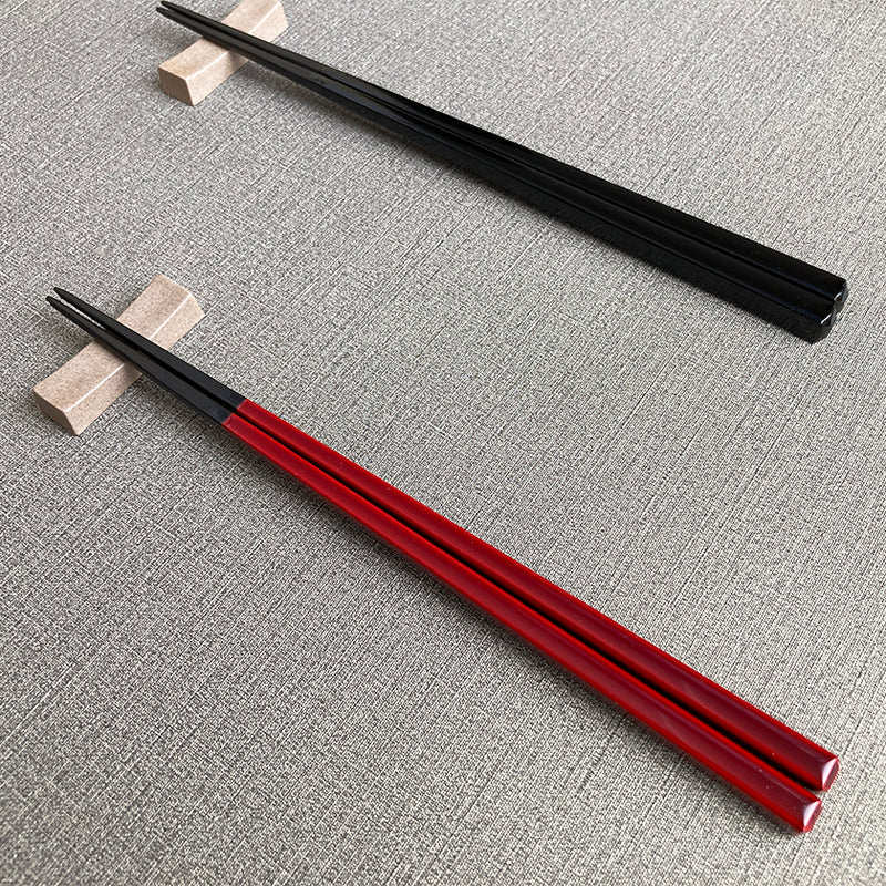 [Chopsticks] Pair Kokutan Square กับ Chopstick Rest (21.5, 23.0 ซม.) | Hashikura Matsukan | Wakasa Lacquerware