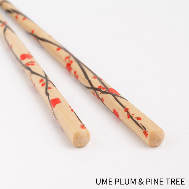 [CHOPSTICKS] RIMPA FLOWER (UME PLUM & PINE TREE, FLOWER FUJI WISTARIA & TAKE BAMBOO) | WAKASA LACQUERWARE| MATSUKAN