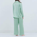 [睡衣]絲綢薄荷綠色設置|縫紉| Foo Tokyo