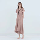 [LOUNGEWEAR] ROYAL ORGANIC COTTON FLARE DRESS (GREIGE) | SEWING | Foo Tokyo