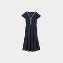 [LOUNGEWEAR] ROYAL ORGANIC COTTON FLARE DRESS (NAVY) | SEWING | Foo Tokyo