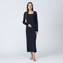 [CASUAL DRESS] SILK BLEND RIBBED KNIT (NAVY) | SEWING | Foo Tokyo