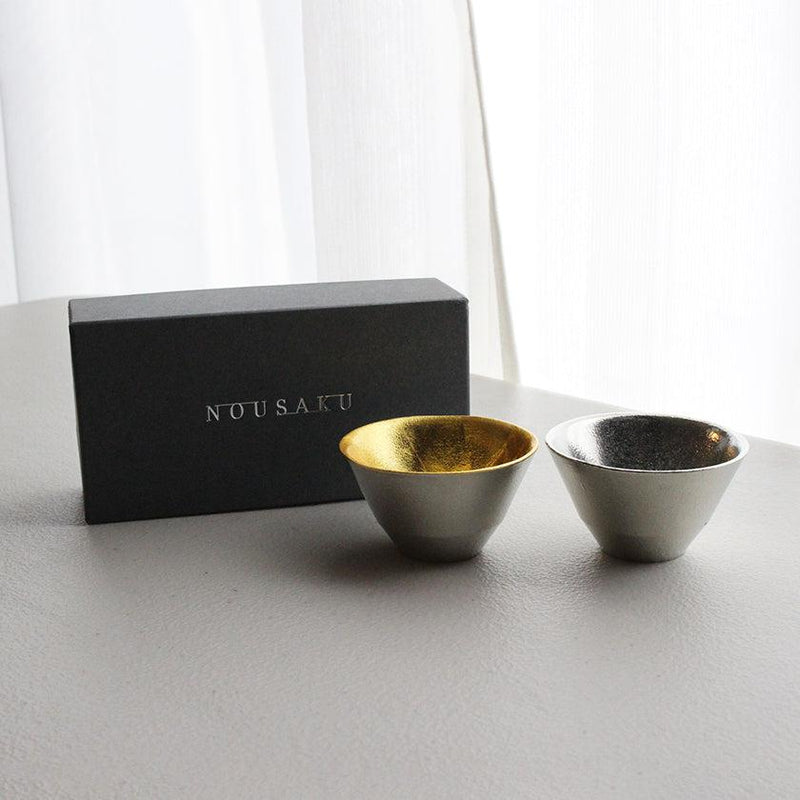 [Sake Cup] Kiki-2 Tin and Gold Leaf Set | 타카오카 청동 캐스팅