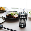 [GLASS] BLACK KIRIKO BEER GLASS IN A PAULOWNIA BOX | SATUMA VIDRO | SATSUMA CUT GLASS