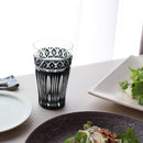 [GLASS] BLACK KIRIKO BEER GLASS IN A PAULOWNIA BOX | SATUMA VIDRO | SATSUMA CUT GLASS