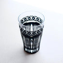 [GLASS] BLACK KIRIKO BEER GLASS IN A PAULOWNIA BOX | SATUMA VIDRO | SATSUMA CUT GLASS