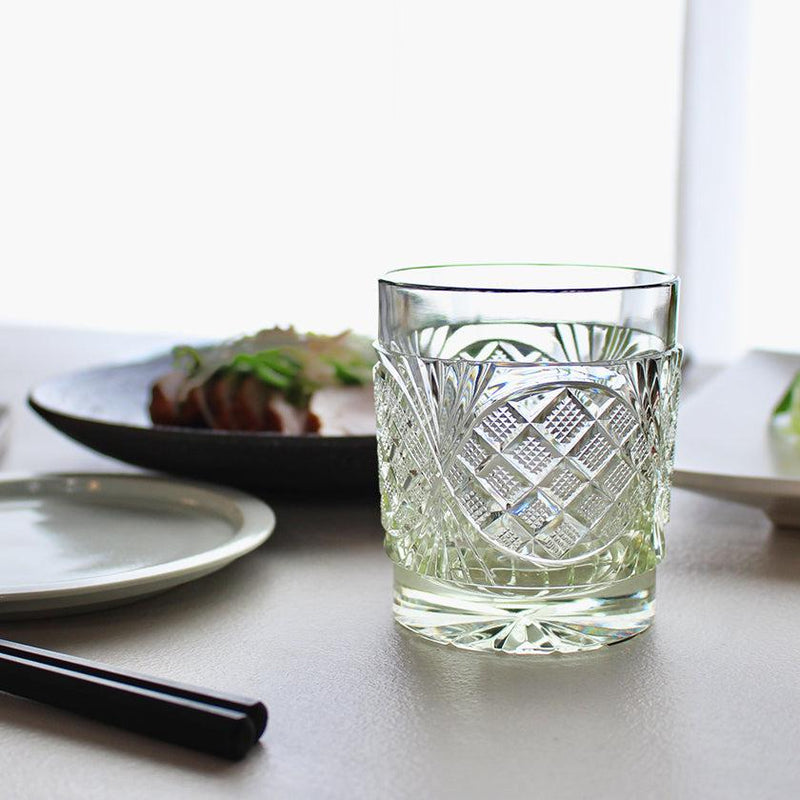 [GLASS] OLD-FASHIONED OLD GLASS IN A PAULOWNIA BOX | SATUMA VIDRO | SATSUMA CUT GLASS