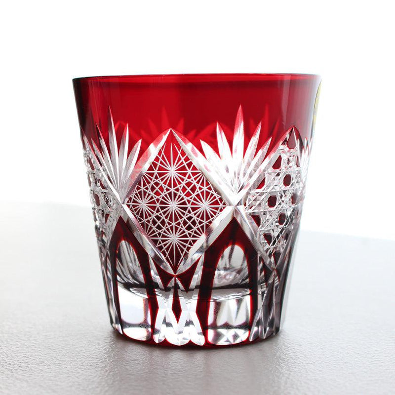 [GLASS] STAR ANISE CHRYSANTHEMUM CONNECTION OLD PAIR | EDO CUT GLASS