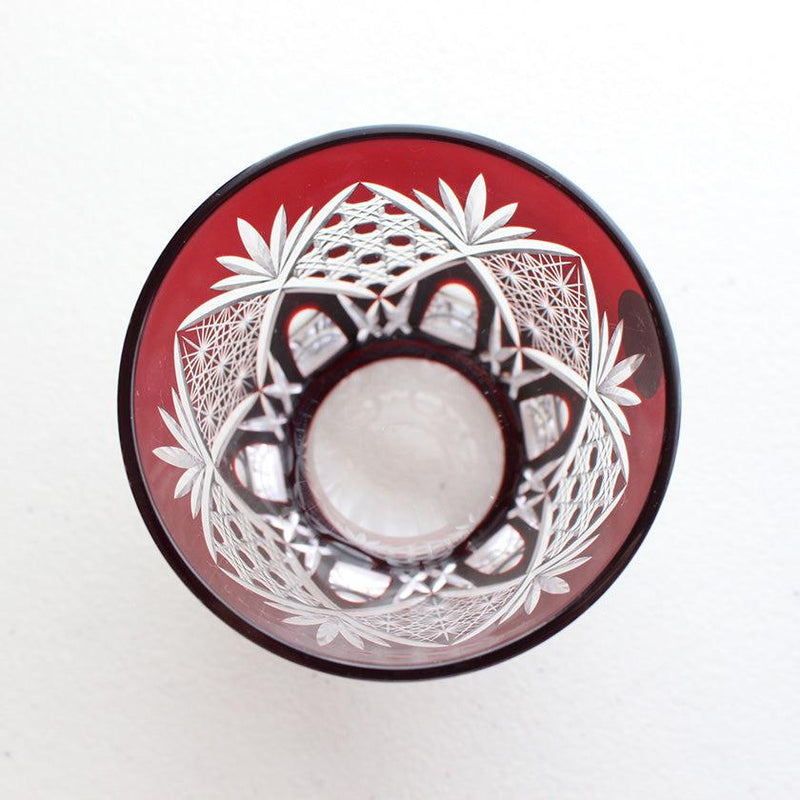 [GLASS] STAR ANISE CHRYSANTHEMUM CONNECTION OLD PAIR | EDO CUT GLASS