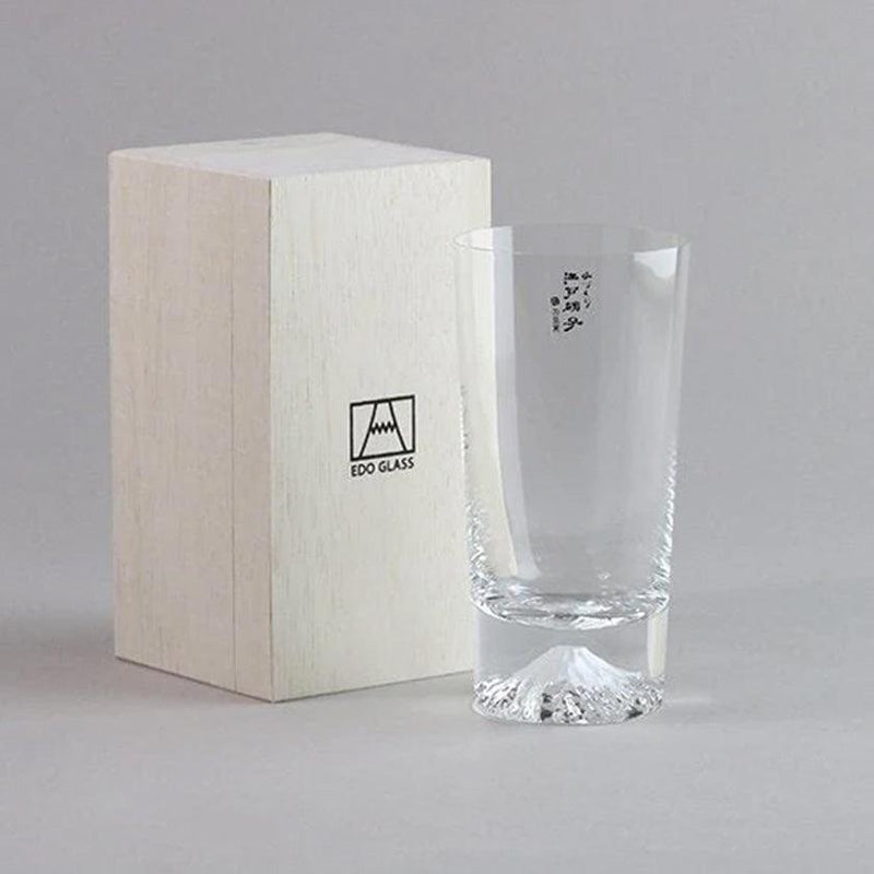 [GLASS] MT. FUJI GLASS TUMBLER IN A WOODEN BOX | EDO GLASS