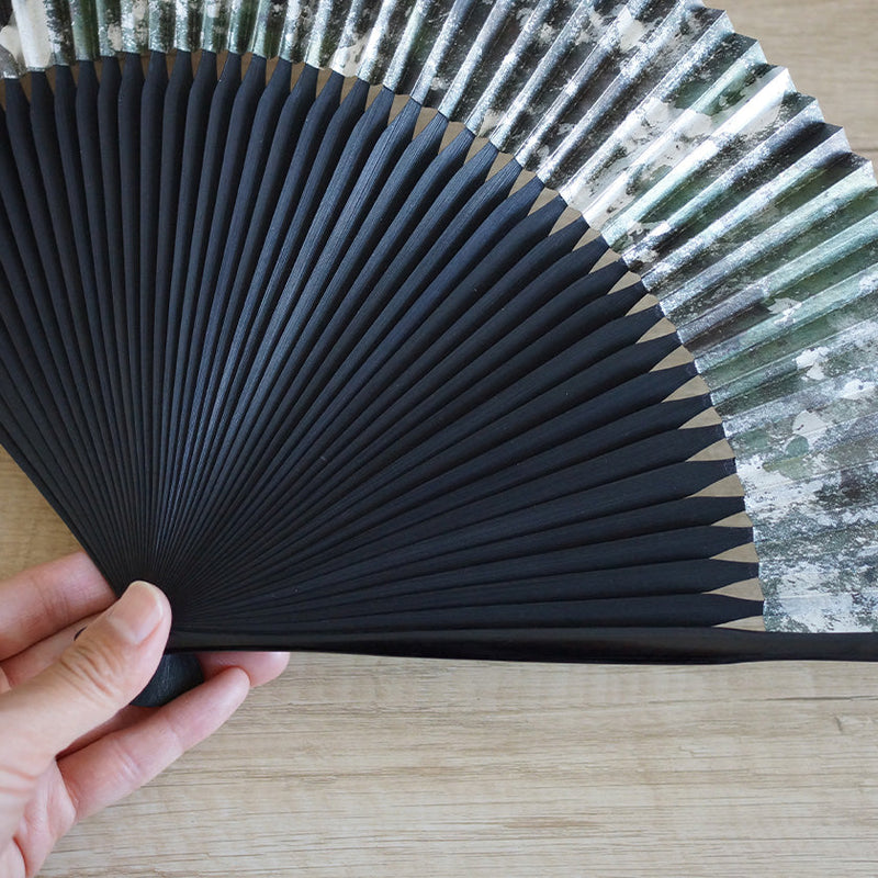 [HAND FAN] HAKUSAI HAKUIRO BLACK BONE | KYOTO FOLDING FANS| YASUTO YONEHARA