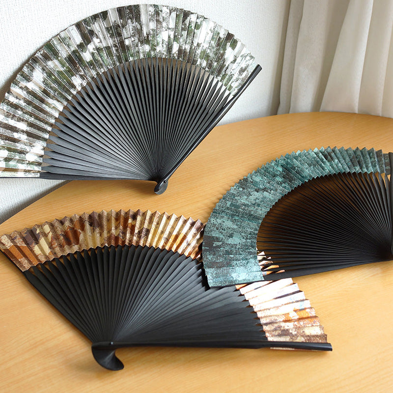 [HAND FAN] HAKUSAI HAKUIRO BLACK BONE | KYOTO FOLDING FANS| YASUTO YONEHARA