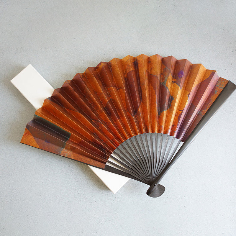 [HAND FAN] SMOKED SILVER MIX PATTERN | KYOTO FOLDING FANS| YASUTO YONEHARA