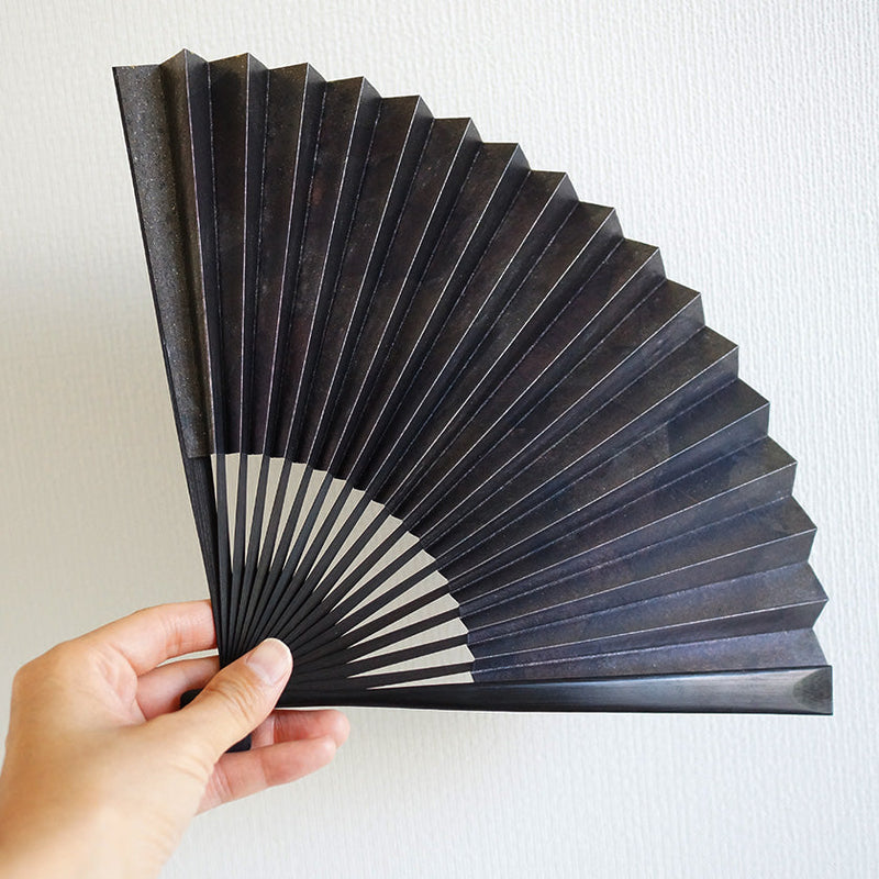 [HAND FAN] SMOKED SILVER MIX PATTERN | KYOTO FOLDING FANS| YASUTO YONEHARA